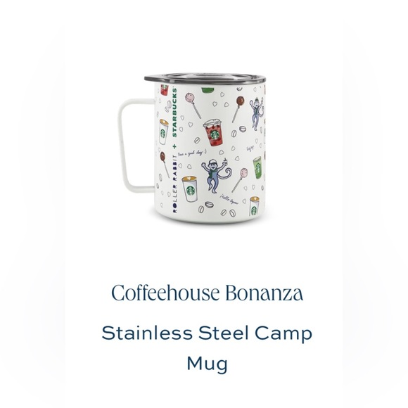 Starbucks Other - NEW Roller Rabbit + Starbucks Stainless Steel Camp Mug 12 oz Coffeehouse Bonzana